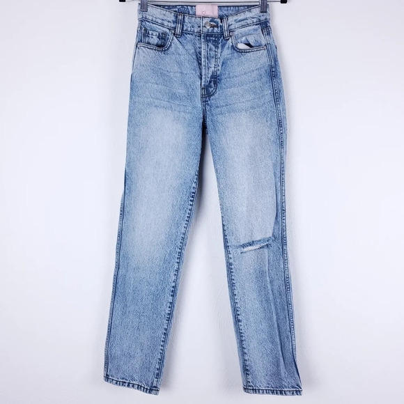 Revice Ex-Boyfriend/B-Boy Jeans Light Wash High Rise Distressed Button F… - Picture 1 of 8